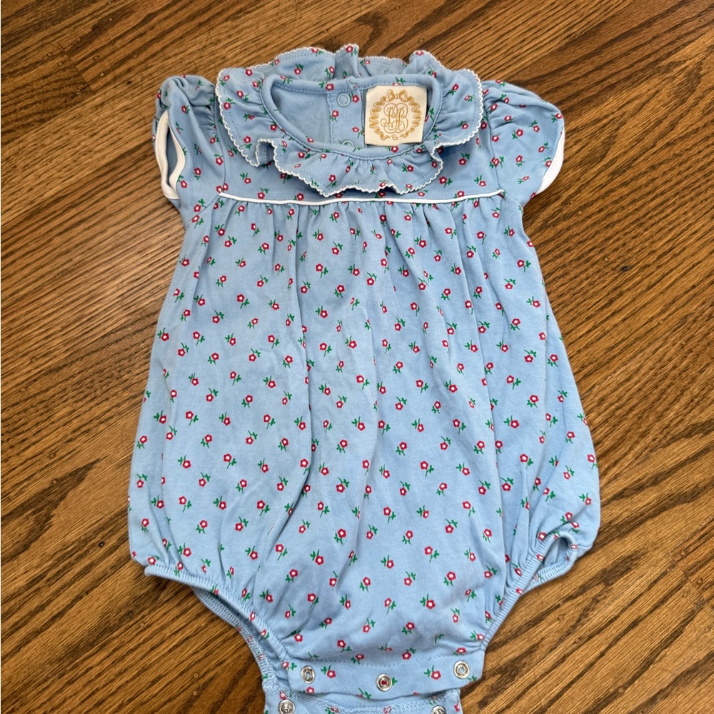 The Beaufort Bonnet Company Blue Floral Bubble size 18mo